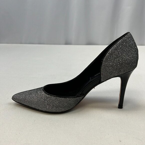 White House Black Market Womens Ella Silver Black Stiletto Pump Heels Size 7M - Picture 6 of 10
